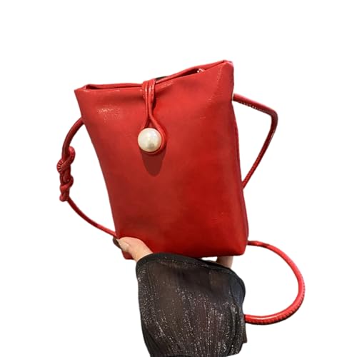KAQNTUD Stilvolle kleine Umhängetasche für Damen, leicht, PU-Leder, geflochtener Schultergurt, kompakte Handy-Geldbörse für den täglichen Gebrauch, rot, Einheitsgröße KAQNTUD Stilvolle kleine Umhängetasche für Damen, leicht, PU-Leder, geflochtener Schultergurt, kompakte Handy-Geldbörse für den täglichen Gebrauch, rot, Einheitsgröße von KAQNTUD