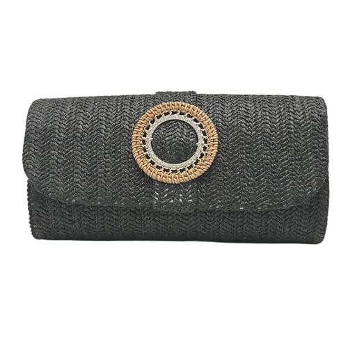 KAQNTUD Stroh-Clutches Geldbörse für Damen, Umschlagtasche, Stroh, Umhängetasche, Handtasche, Sommer, Strandtasche, gewebte Clutches Handtasche, Schwarz , Einheitsgröße KAQNTUD Stroh-Clutches Geldbörse für Damen, Umschlagtasche, Stroh, Umhängetasche, Handtasche, Sommer, Strandtasche, gewebte Clutches Handtasche, Schwarz , Einheitsgröße von KAQNTUD