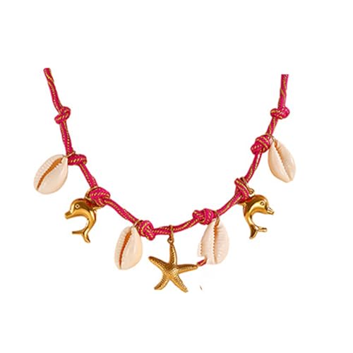 KAQNTUD Summers Vacation Jewelry Inspired Muschel-Seestern-Anhänger, mehrsträngige Halskette, handgefertigt, stapelbarer Schmuck für Frauen, Einheitsgröße, Wie beschrieben, Wie beschrieben von KAQNTUD