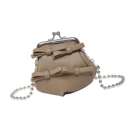 KAQNTUD Trendige kleine Umhängetasche für Damen, PU-Leder, kompakte Lippenstift-Geldbörse mit Metallkettenriemen, khaki, Einheitsgröße KAQNTUD Trendige kleine Umhängetasche für Damen, PU-Leder, kompakte Lippenstift-Geldbörse mit Metallkettenriemen, khaki, Einheitsgröße von KAQNTUD