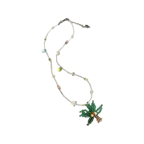 KAQNTUD Tropicals Halskette mit Kokospalmen-Anhänger, Perlen-Halskette, Acryl-Muschel-Legierung, Schmuck für Damen, lässig, Strandbekleidung, Accessoires, Urlaubsmotiv, Muschelperlen-Halskette von KAQNTUD