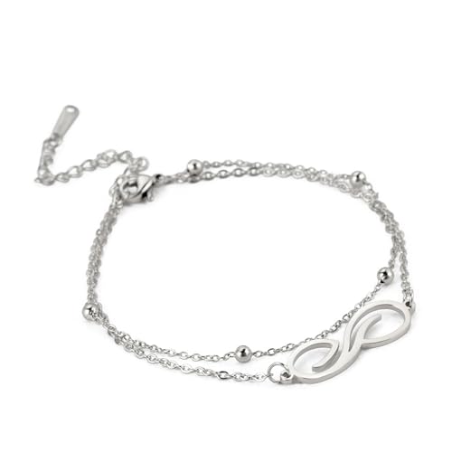 KAQNTUD Verstellbares Unendlichkeits-Armband, Fußkettchen für Damen, bequemes Edelstahl-Schicht-Design, tragbares Schmuckgeschenk, As show von KAQNTUD