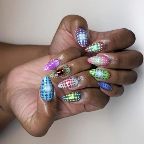 Künstliche Fingernägel, kurz, Mandel, zum Aufkleben, für Damen und Mädchen, zum Aufkleben von KAQNTUD