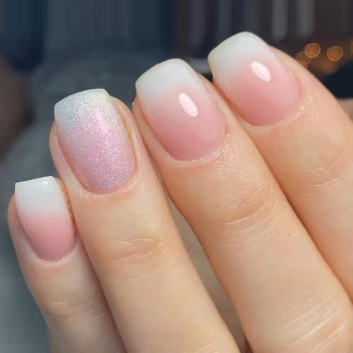 Quadratische Fake mit Glitzer, künstlicher Acryl-Kleber (24 Stück) für Frauen und Mädchen von KAQNTUD