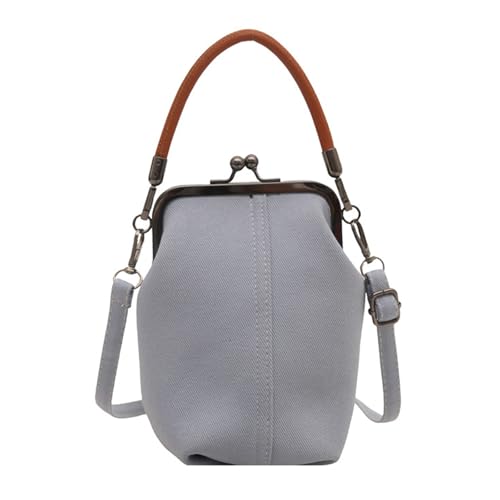 Trendige Damen-Handtasche, Kussschloss, Handy, modisch, Crossbody-Top-Griff, Denim, Pendeln, grau, Einheitsgröße Trendige Damen-Handtasche, Kussschloss, Handy, modisch, Crossbody-Top-Griff, Denim, Pendeln, grau, Einheitsgröße von KAQNTUD