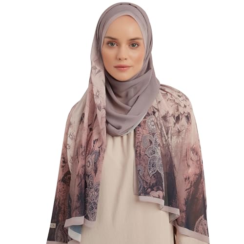 KARACA Muslimischer Hijab-Schal für Damen, gemustertes Kopftuch, 68,6 cm – 198,1 cm, langer Wickelschal, Schal, islamischer Turban, beige-schwarz, 27x78 Inch von KARACA