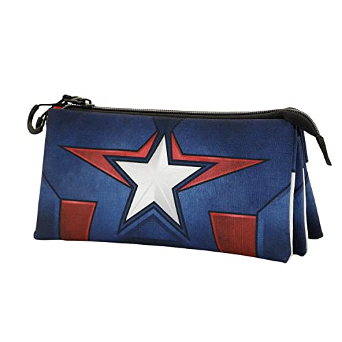 Captain America Courage-ECO Dreifach Federmäppchen, Blau von Marvel