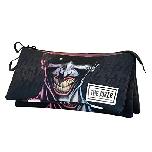 Joker Crazy-ECO Dreifach Federmäppchen, Schwarz von DC Comics