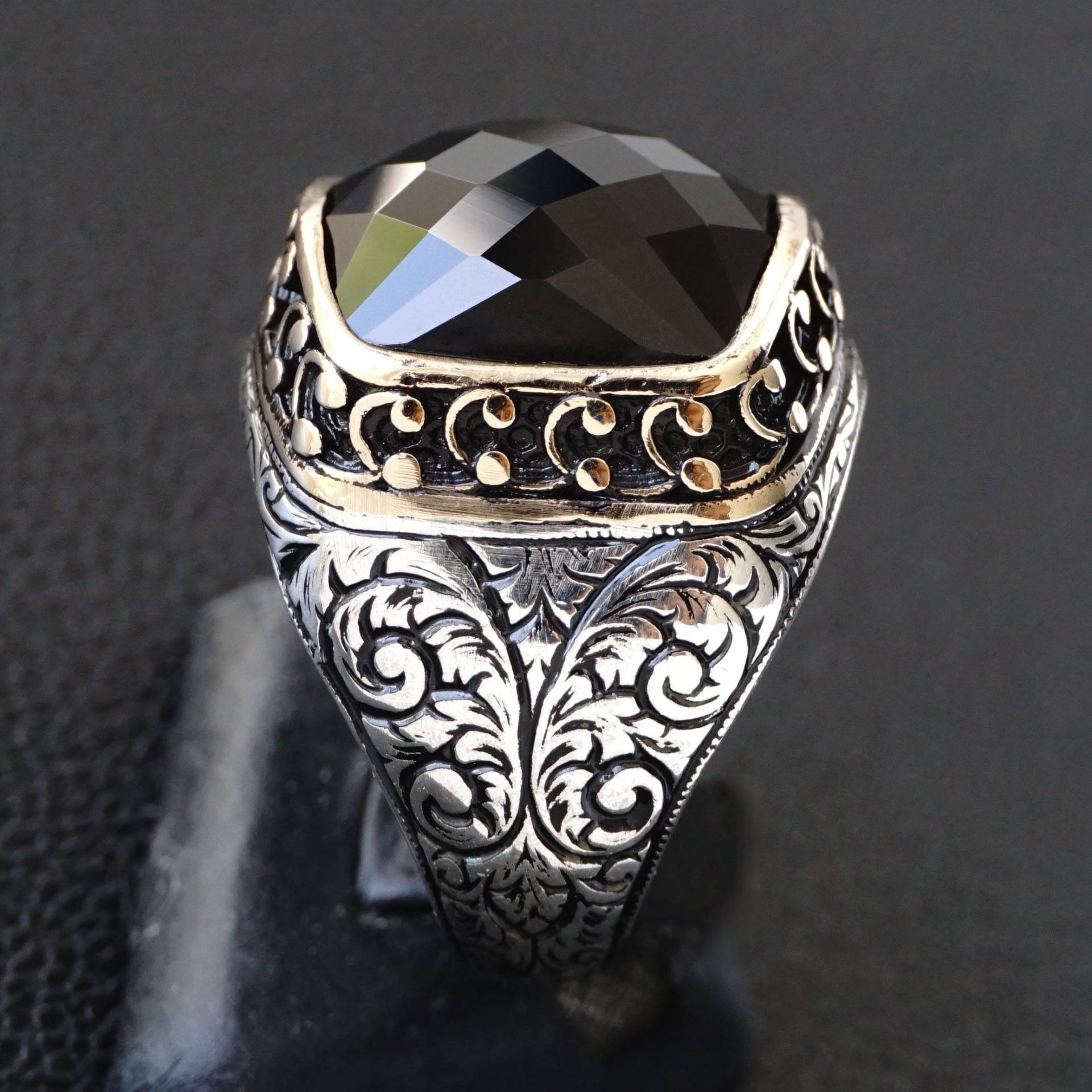 925 Sterling Silber Herren Ring Mit Schwarzen Onyx Einzigartigen Eleganten Schmuck von KARAT35