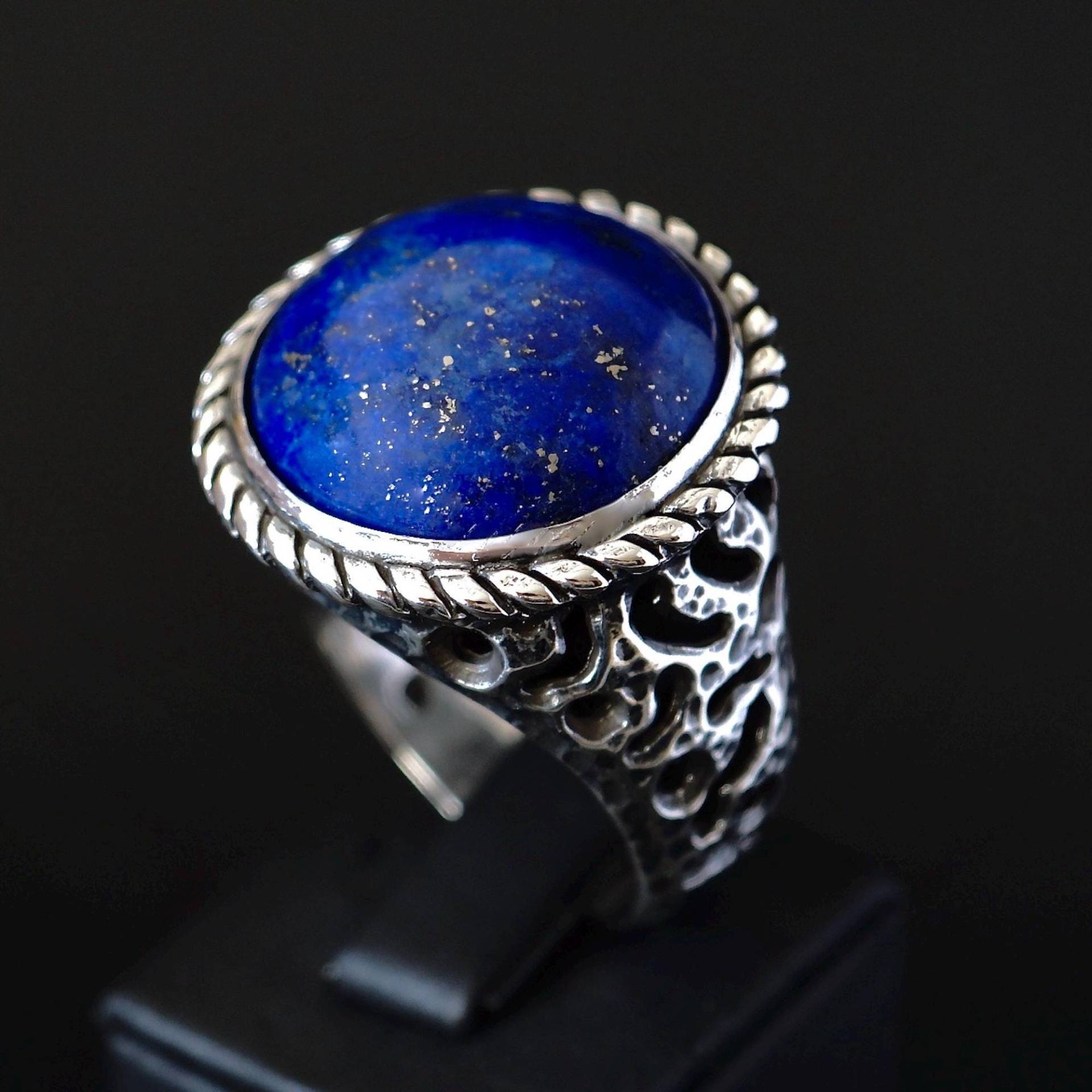 Herren Lapis Lazuli Siegelring Sterling Silber Handgemachte Natürliche Edelstein Schmuck von KARAT35