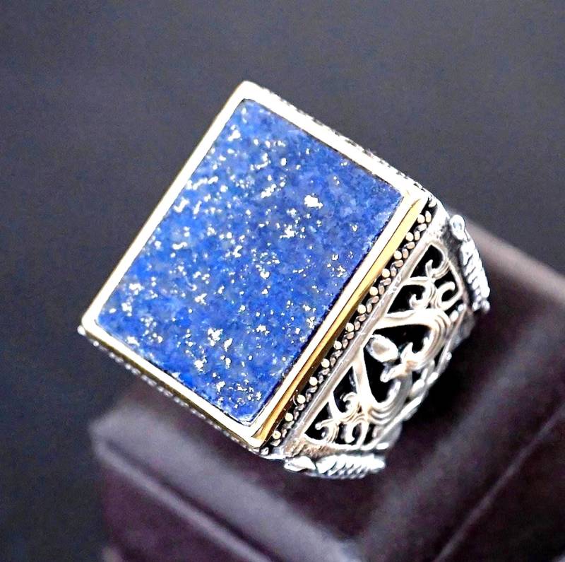 Lapis Lazuli Herren Siegelring 925 Sterling Silber Handgefertigter Schmuck von KaraDeluxe