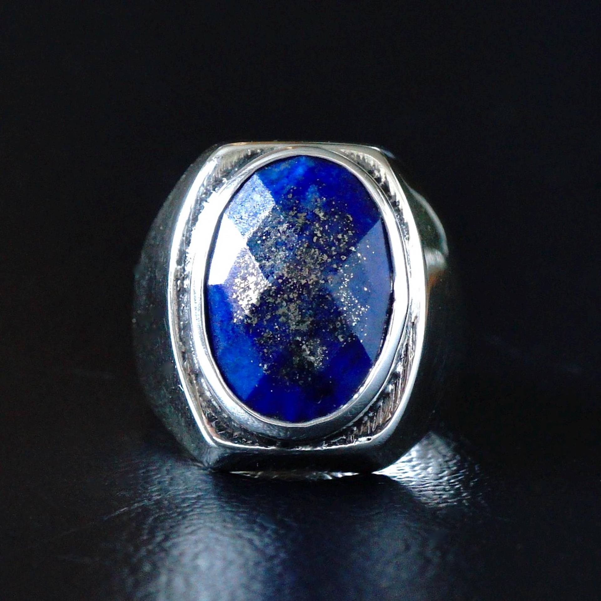Lapis Lazuli Siegelring Sterling Silber - Handgefertigter Natürlicher Edelsteinschmuck Für Herren von KARAT35