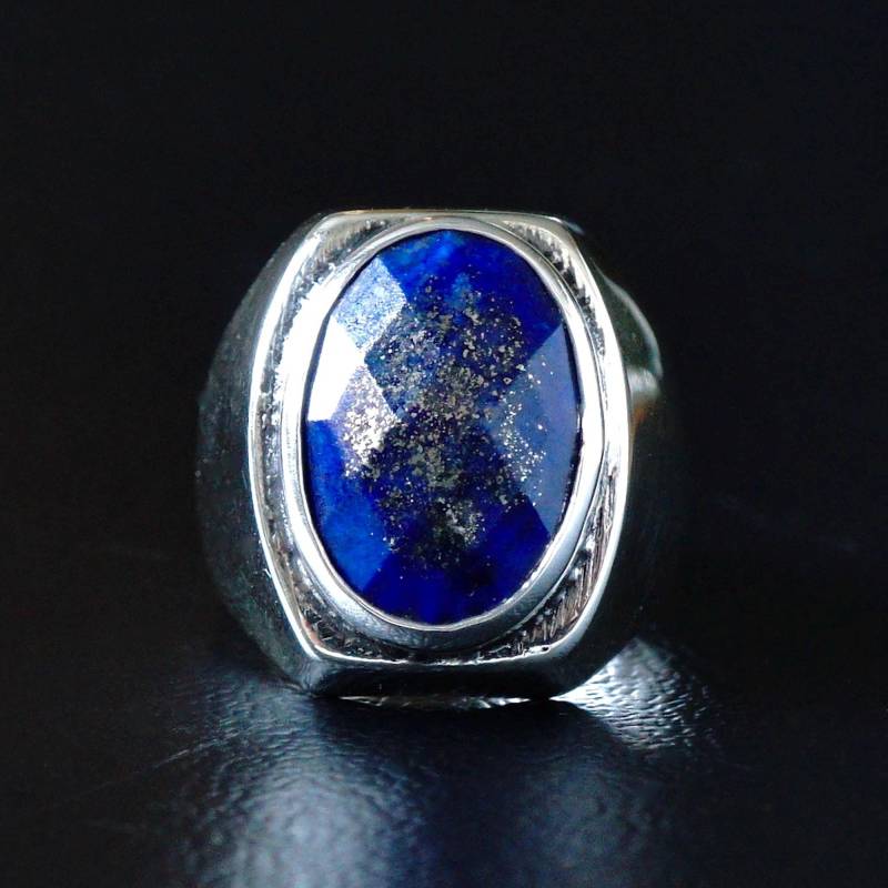 Lapis Lazuli Siegelring Sterling Silber - Handgefertigter Natürlicher Edelsteinschmuck Für Herren von KARAT35
