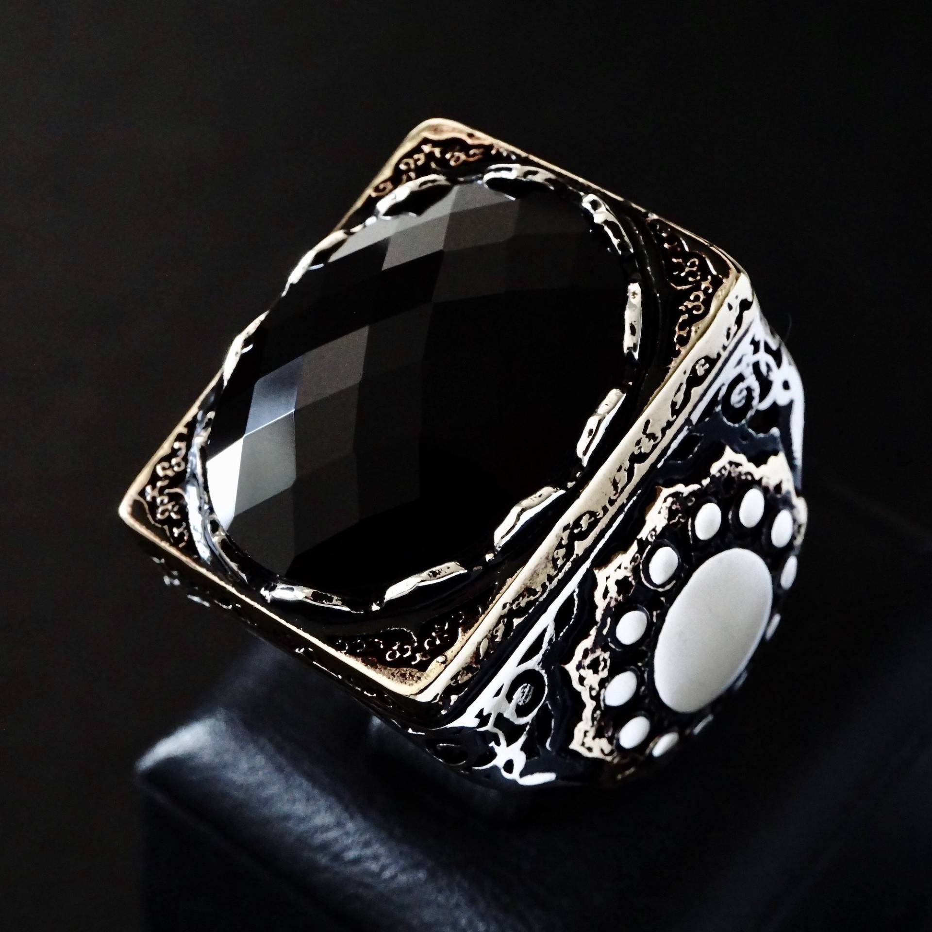 sterling Silber Herren Ring Schwarz Onyx 925 Solide Handgemachte Handwerker Eleganten Schmuck von KARAT35