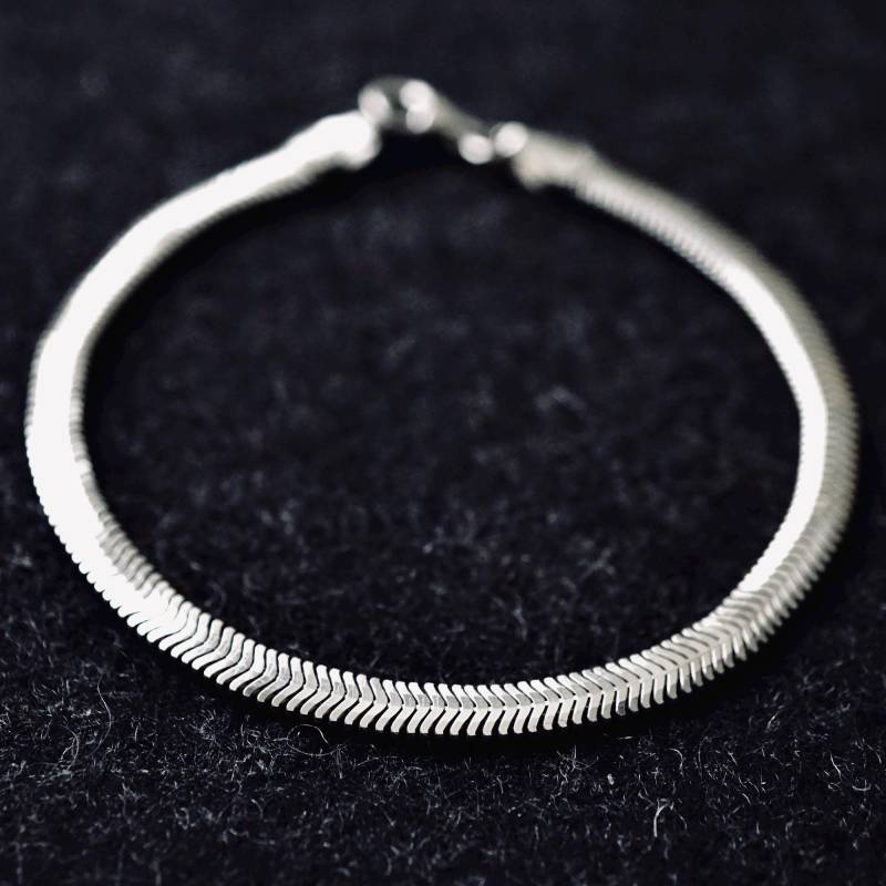 sterling Silber Herringbone Armband Rhodium Plated Herren Schmuck von KARAT35