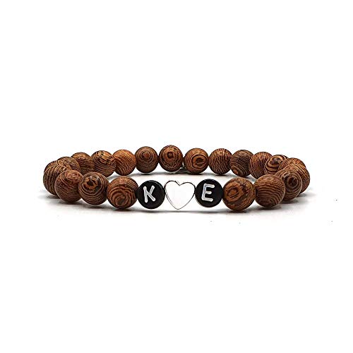 KARDINAL WEIST Holz Partnerarmband, Armband mit Buchstaben und versilberten Herz Personalisiert, Personalisierbare Perlen Armbänder für Pärchen KARDINAL WEIST Holz Partnerarmband, Armband mit Buchstaben und versilberten Herz Personalisiert, Personalisierbare Perlen Armbänder für Pärchen von KARDINAL WEIST