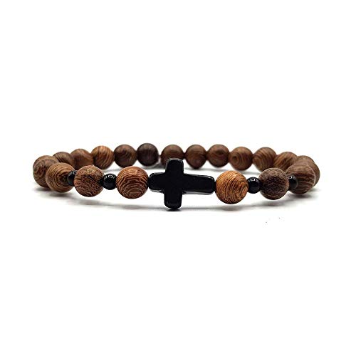 KARDINAL WEIST Kruzifix - Kreuz Holzperlen Armband, Schmuck für Damen und Herren, GLAUBE LIEBE HOFFNUNG - №1 (M) von KARDINAL WEIST