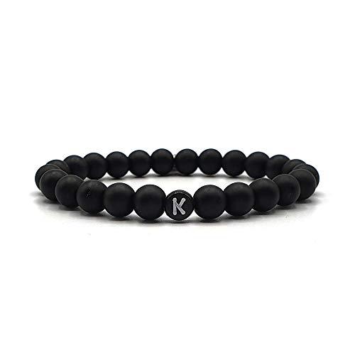 KARDINAL WEIST Onyx Partnerarmband, Armband mit Buchstabe Personalisiert, Personalisierbare Perlen Armbänder für Pärchen, Perlenarmband für Paare von KARDINAL WEIST