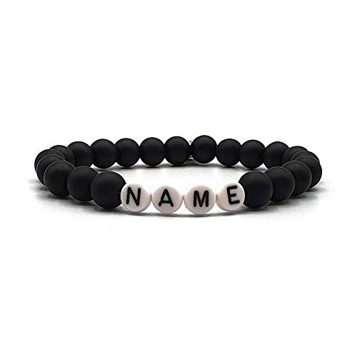 KARDINAL WEIST Onyx Partnerarmband, Armband mit Namen Personalisiert, Personalisierbare Perlen Armbänder für Pärchen, Perlenarmband für Paare von KARDINAL WEIST