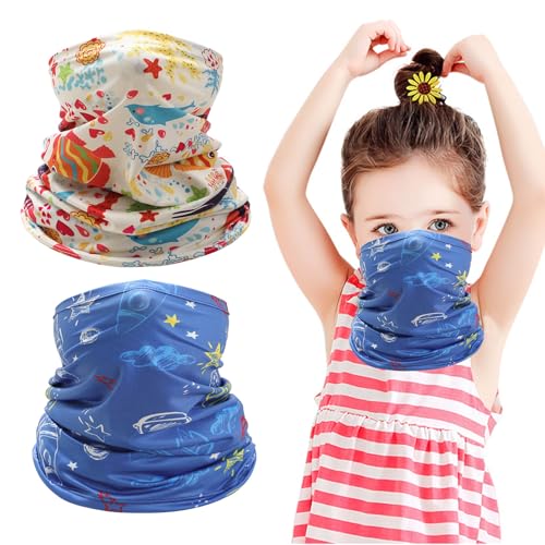 2 Stück Nahtlose Loop Schal Kinder, Kinder Schlauchschal, Halstuch Winddicht Anti Uv Maske Für Mädchen Jungen Yoga Laufen Wandern Radfahren Motorradfahren von KARELLS