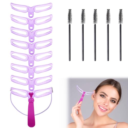 Augenbrauen Schablone,Eyebrow Grooming,8 Stück Augenbrauen Schablonen für Anfänger,Wiederverwendbar für Frauen Mädchen Makeup Werkzeug (mit 5pc Brauenpinsel) von KARELLS