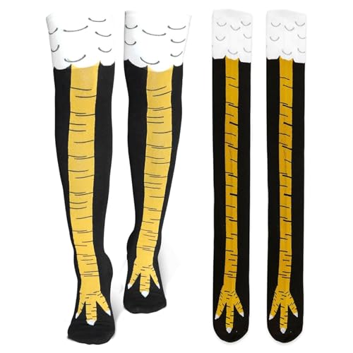Chicken Leg Socks,Hühnerfüße Strümpfe,2 Paar Hühnerfüße Socken,Kniestrümpfe Damen,Overknees Strümpfe Hühnerfüße,Overknee Strümpfe,Witzig Personalisierte Wärmer Strümpfe,Einheitsgröße (Schwarz) von KARELLS