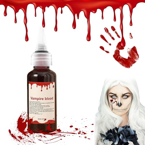Halloween Vampir Blut,60ml Fake Blood Bühnenblut,Fake Blut,Künstliches Blut,Fake Blood,Kunstblut,Fake Blood,Kunstblut Filmblut Blut Rot,Kunstblut für Haut,Kunstblut für Kleidung von KARELLS