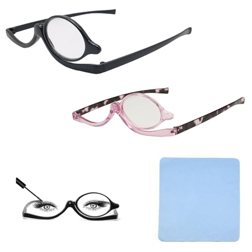 Make Up Brille, Vergrößern Makeup Lesebrille, Drehbare Make-Up-Brillen, Klappbaren Brillenglas, Make-Up Brille Lupen Kosmetische Faltbrille Für Damen von KARELLS