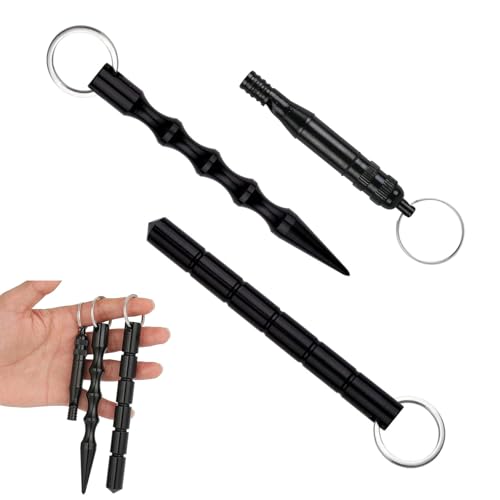 KARELLS Schlüsselanhänger Verteidigungs Waffen, 3 Stück Kubotan Selbstverteidigung, Selbstverteidigung Waffen Legal, Druckverstärker Schlüsselanhänger Kleine Waffen mit ergonomischem Griff von KARELLS
