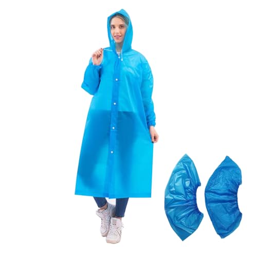 Regenponcho,Regencape,regenmantel,Unisex Wiederverwendbar Transparent Regenmantel,Tragbarer Wasserdicht Regencape,Atmungsaktiv Regenjacke,regencape mit kapuze,regenponcho damen,Regenponcho Blau von KARELLS