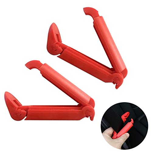 Sicherheitsgurt Clip, Gurtklammer auto, Autositz Gurtversteller, Baby Autositz Sicherheitsgurt Verschluss Clip Schnalle, Kinder Rutschfeste Clip Strap für Babysicherheit Sitz - Rot (2 Stück) von KARELLS