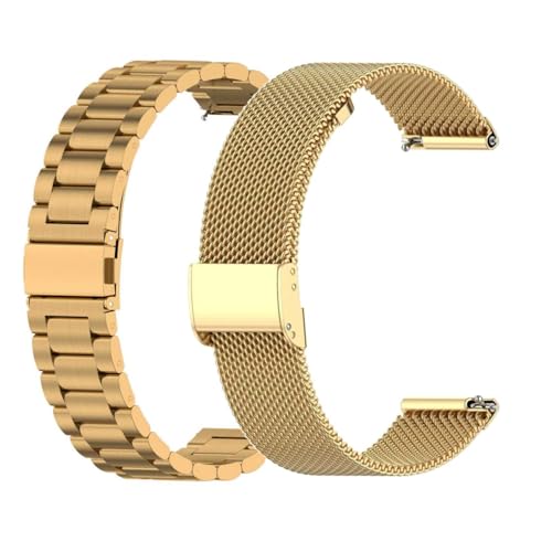 2 Stück Metall Armband Kompatibel mit Huawei Watch 5 42mm/GT 5 Pro 42mm Armband, Metall Solide/Mesh Edelstahl Ersatzband Uhrenarmband für Damen Herren von KAREN66