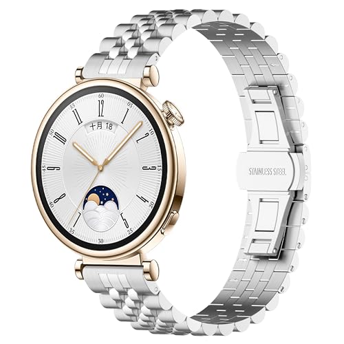 Armband Kompatibel mit Huawei Watch GT 4 41mm Armband, Verstellbares Edelstahl Metall Ersatzarmband für Huawei Watch GT 4 41mm, Herren Damen (B) von KAREN66