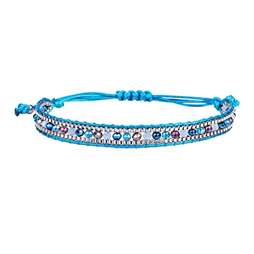 Armband für Damen Schmuck Armband böhmischer Stil einfarbiges Kristallarmband handgewebte Kette Damenarmband handgewebtes Kristallperlenarmband bunt verstellbarer klassischer (Sky Blue, One Size) von KAREN66