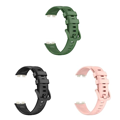 Band 8 Ersatzbänder Kompatibel mit Huawei Band 8 Armband, Bunt Silikonarmband Wasserdichte Sportbänder Kompatibel mit Huawei Band 8 Smartwatch (Schwarz+Grün+Rosa) von KAREN66