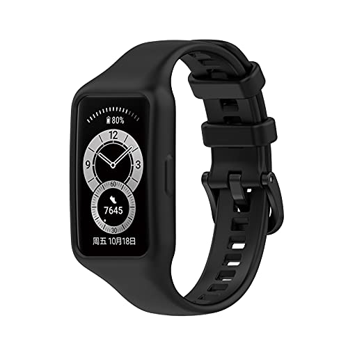 Ersatzarmband Kompatibel mit Huawei Band 7 / Band 6 / Band 6 Pro Armband Weiches Uhrenarmband Sports Watch Armbänder für Huawei Band 7 / Band 6 / Band 6 Pro, Damen Herren (Schwarz) von KAREN66