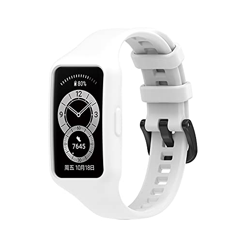 Ersatzarmband Kompatibel mit Huawei Band 7 / Band 6 / Band 6 Pro Armband Weiches Uhrenarmband Sports Watch Armbänder für Huawei Band 7 / Band 6 / Band 6 Pro, Damen Herren (Weiß) von KAREN66