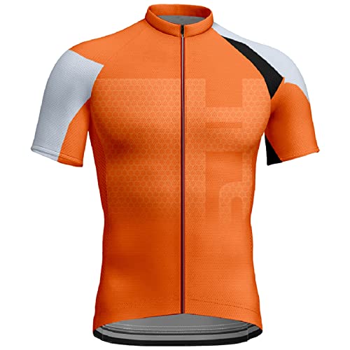 Herren Radtrikot Kurzarm Bike Shirt Bequemer und modischer Trend eng anliegender Sommer-Radsportanzug für Herren (Orange, XL) von KAREN66