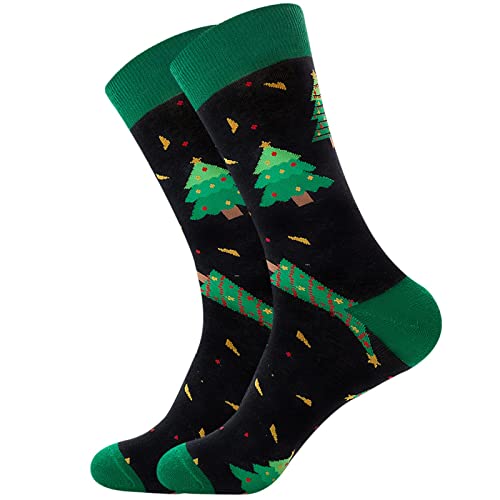 KAREN66 1 Paar Weihnachtssocken Herren Weihnachten Lustige Socken mit Motiv Männer Bunte Warme Winter Baumwolle Socken 39-46 (Grün) von KAREN66