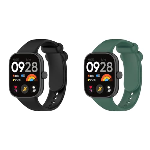 KAREN66 2 Stück Armband Kompatibel mit Xiaomi Redmi Watch 4, Weiches Silikon Ersatzarmband Sportarmband Uhrenarmband für Damen Herren (Schwarz+Grün) von KAREN66