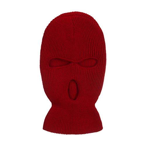 KAREN66 3 Löcher Gestrickte Sturmhauben Damen Herren Volle Gesichtsabdeckung Multifunktionsmaske Atmungsaktiv Winddicht Skimaske Gesichtsmaske Wintermütze (Rot) von KAREN66