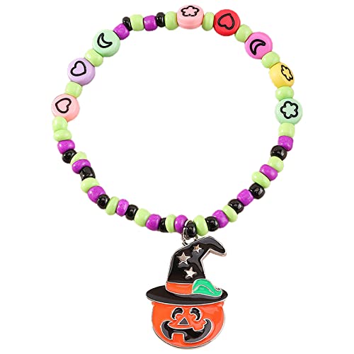 KAREN66 Armband Damen Halloween-Kürbis-Armband New Festival Orange Rice Bead Hand Link Day Schmuck (A, One Size) von KAREN66