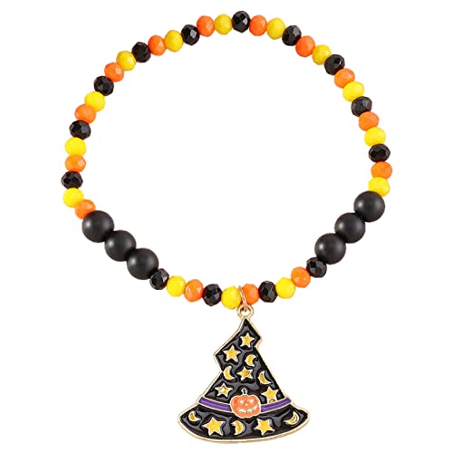 KAREN66 Armband Damen Halloween-Kürbis-Armband New Festival Orange Rice Bead Hand Link Day Schmuck (C, One Size) von KAREN66