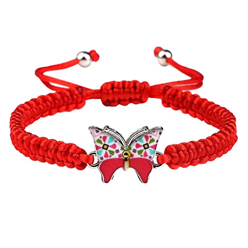 KAREN66 Armband Damen Rotes Seil, Flacher Knoten, Paar, handgewebt, Valentinstag, Männer und Frauen, Freundinnen, Schmetterling, Schmuck, um Freundin-Geschenke zu senden (A, One Size) von KAREN66