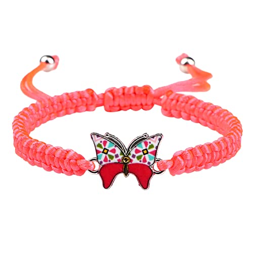 KAREN66 Armband Damen Rotes Seil, Flacher Knoten, Paar, handgewebt, Valentinstag, Männer und Frauen, Freundinnen, Schmetterling, Schmuck, um Freundin-Geschenke zu senden (C, One Size) von KAREN66