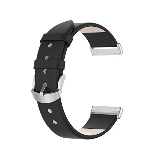 KAREN66 Armband Kompatibel mit Fitbit Versa 4/Versa 3/Sense 2/Sense Armband - Weiches Leder Ersatz Armbänder Uhrenarmband Replacement Wechselarmband Ersatzarmband für Damen Herren (Schwarz) von KAREN66