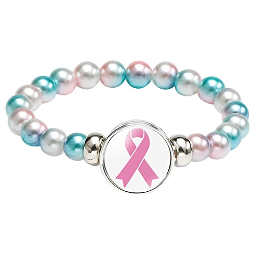 KAREN66 Armband Schmuck Damen Armkette Versteckte Hohle Perlen Cancer Awareness Perlen rosa Brustkrebs oder mehrfarbiges Armband, passend für die meisten Handgelenke (K, One Size) von KAREN66