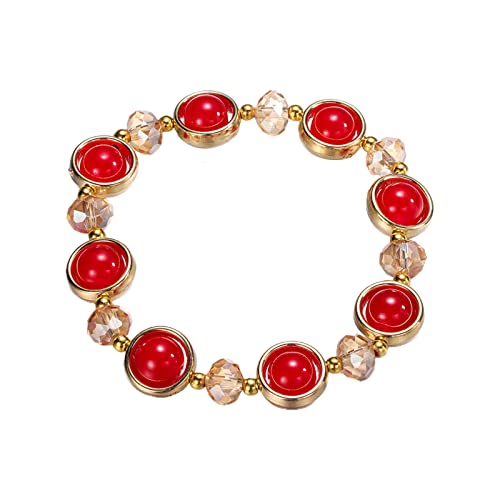 KAREN66 Armband für Damen Schmuck Armband aus Kristallglas mit Farbverlauf, farbige Glasur, Armbandschnur für Klassenkameraden und Freunde des Mädchens (Red, One Size) von KAREN66