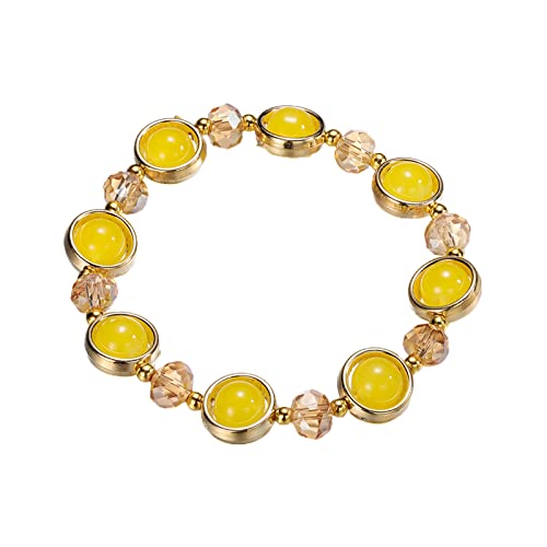 KAREN66 Armband für Damen Schmuck Armband aus Kristallglas mit Farbverlauf, farbige Glasur, Armbandschnur für Klassenkameraden und Freunde des Mädchens (Yellow, One Size) von KAREN66