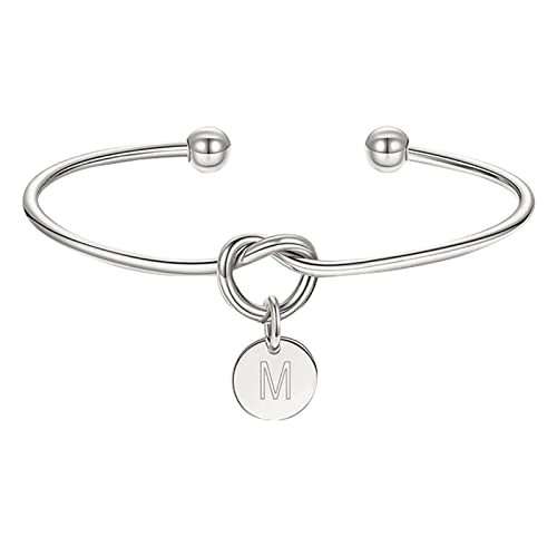 KAREN66 Armband für Damen Schmuck Vergoldeter Liebesknoten Initial Disc Armreif Alle 26 Buchstaben Alphabet Armreif Silberarmbänder für Damen Mädchen (SL13, One Size) von KAREN66